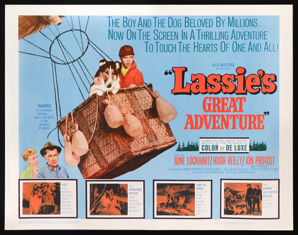 Lassies Great Adventure 1963 Original Half Sheet Movie Poster Original Film Art Vintage 